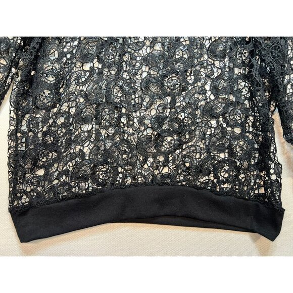 Lane Bryant Women's Crochet Lace Casual Top Long Sleeve Stretch Size 14/16 Black - Picture 6 of 12